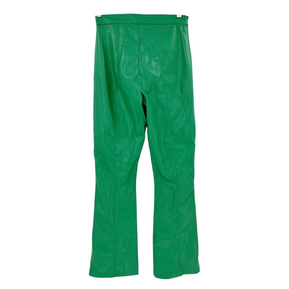 FIND ME NOW Faux Leather Pants Size S Green Vegan Leather Boot Slit - Picture 5 of 8